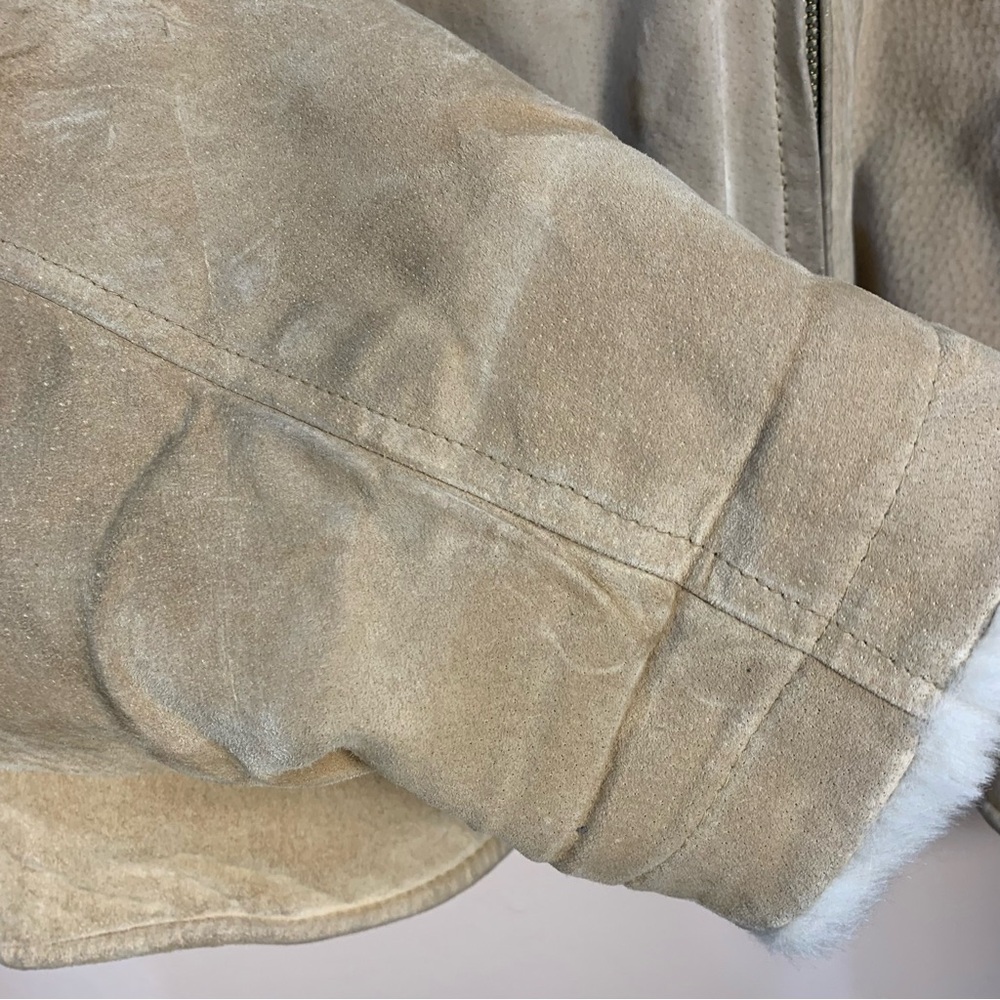 Wilson’s VTG 90s y2k Cropped Suede Leather Faux Fur Lined Jacket Tan - Picture 6 of 16